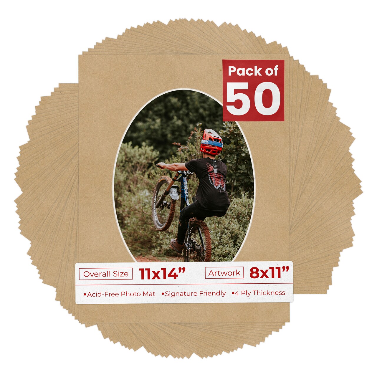 Beige Suede Mat Board for 11x14 Frames - Oval Opening for 8x11 Photos